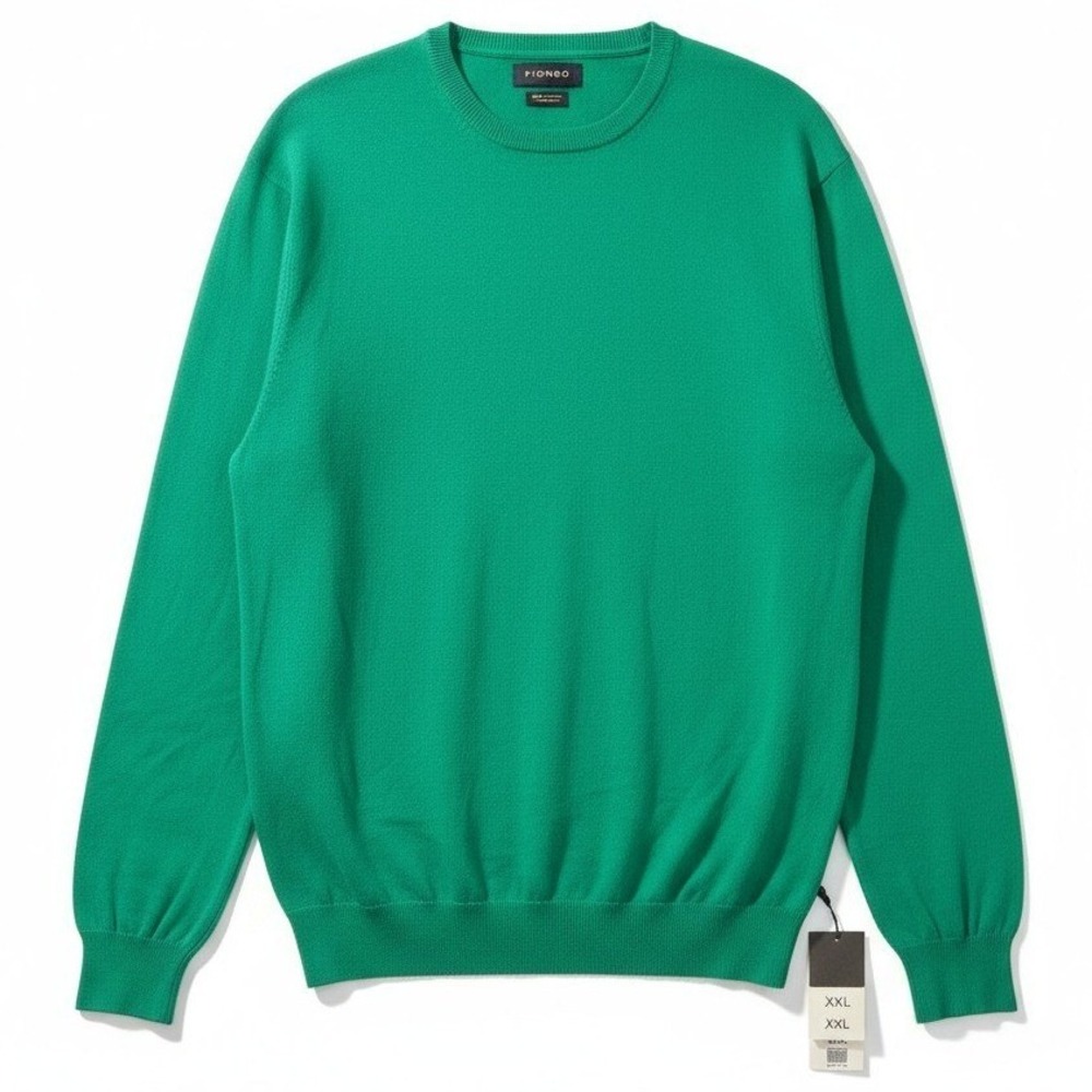 MP Massimo Piombo Men XXL Pima Cotton Knit Sweater Crew Neck Green Pullover NWT - Picture 4 of 6